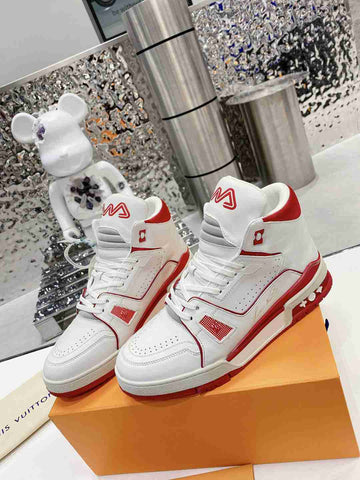 Louis Vuitton LV Trainer Sneaker Mid White Red